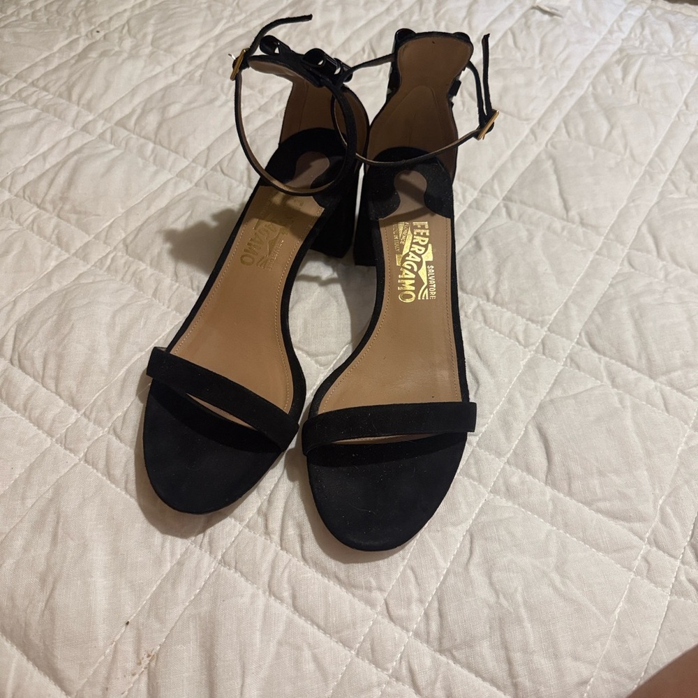 Salvatore Ferragamo Black Ankle Strap Heels